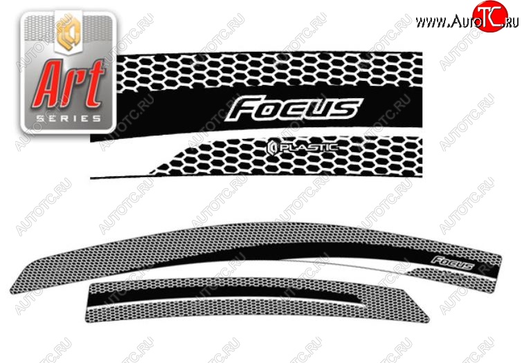 2 159 р. Дефлектора окон CA-Plastic  Ford Focus  2 (2007-2011) хэтчбэк 5 дв. рестайлинг (Серия Art графит, Без хром.молдинга)  с доставкой в г. Керчь