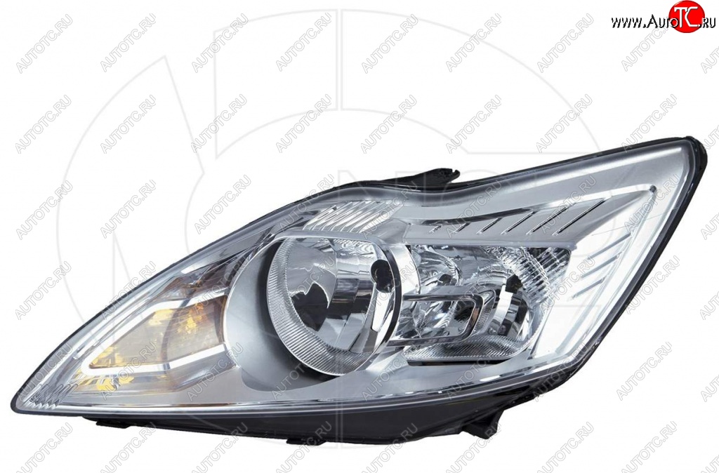 4 649 р. Фара левая NSP (хром) Ford Focus 2 хэтчбэк 3 дв. рестайлинг (2007-2011)  с доставкой в г. Керчь