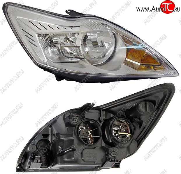4 749 р. Правая фара SAT (с электрокорректором, хром) Ford Focus 2 универсал рестайлинг (2007-2011)  с доставкой в г. Керчь