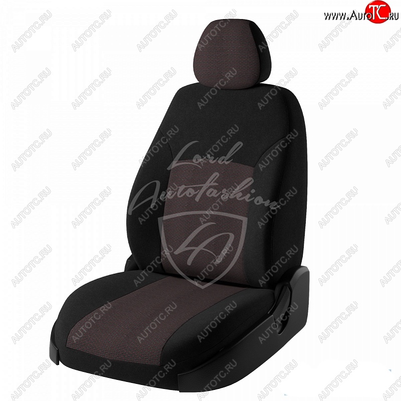 6 749 р. Чехлы для сидений (GhiaTitanium) Lord Autofashion Дублин (жаккард) Ford Focus 2 седан рестайлинг (2007-2011) (Черный, вставка Ёж Красный)  с доставкой в г. Керчь