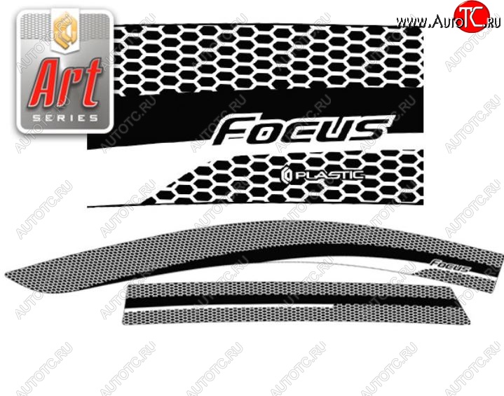 2 159 р. Дефлектора окон CA-Plastic  Ford Focus  2 (2007-2011) универсал рестайлинг (Серия Art графит, Без хром.молдинга)  с доставкой в г. Керчь