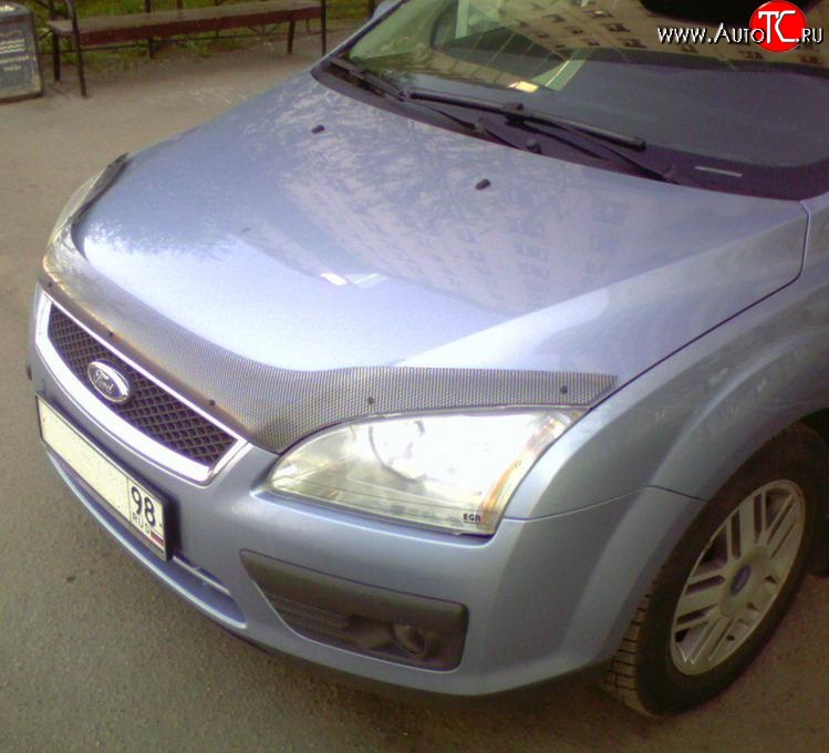 4 899 р. Дефлектор капота NovLine (прозрачный) Ford Focus 2 хэтчбэк 3 дв. дорестайлинг (2004-2007)  с доставкой в г. Керчь