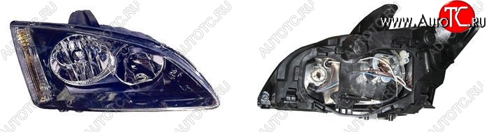 4 199 р. Правая фара SAT (чёрная) Ford Focus 2  седан дорестайлинг (2004-2008)  с доставкой в г. Керчь