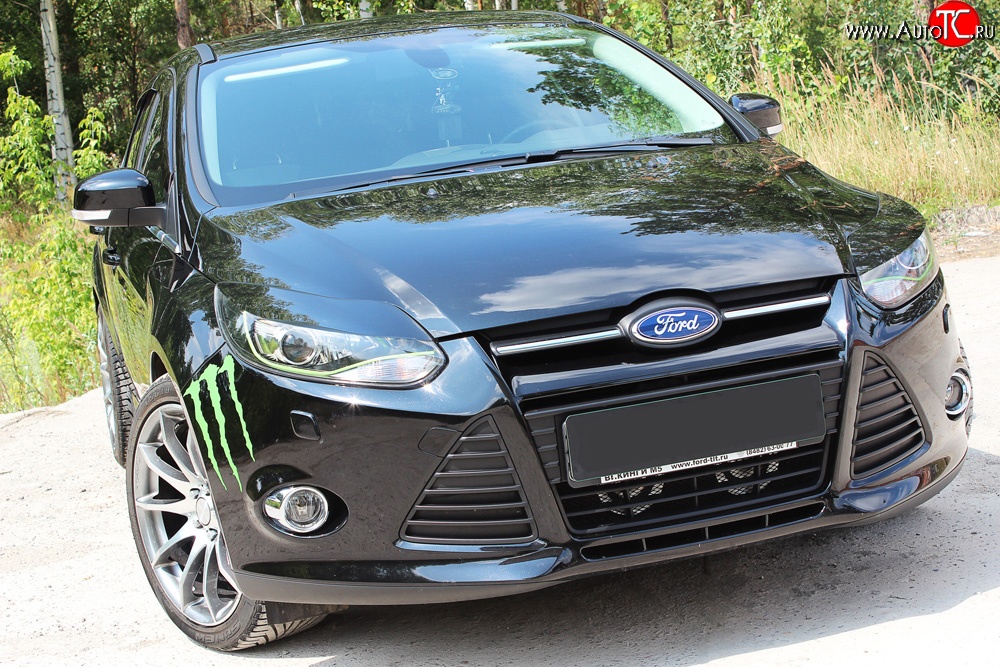 1 249 р. Реснички на фары RA Ford Focus 3 универсал дорестайлинг (2010-2015) (Неокрашенные)  с доставкой в г. Керчь