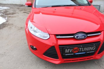 1 149 р. Реснички на фары MV Tuning Ford Focus 3 хэтчбэк дорестайлинг (2010-2015) (Неокрашенные)  с доставкой в г. Керчь. Увеличить фотографию 3