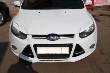 1 149 р. Реснички на фары MV Tuning Ford Focus 3 хэтчбэк дорестайлинг (2010-2015) (Неокрашенные)  с доставкой в г. Керчь. Увеличить фотографию 2