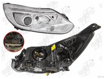 Правая фара (под ксенон, ДХО , c корректором) DEPO Ford Focus 3 хэтчбэк дорестайлинг (2010-2015)