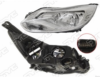 Левая фара (галоген, c корректором) TYC Ford Focus 3 хэтчбэк дорестайлинг (2010-2015)