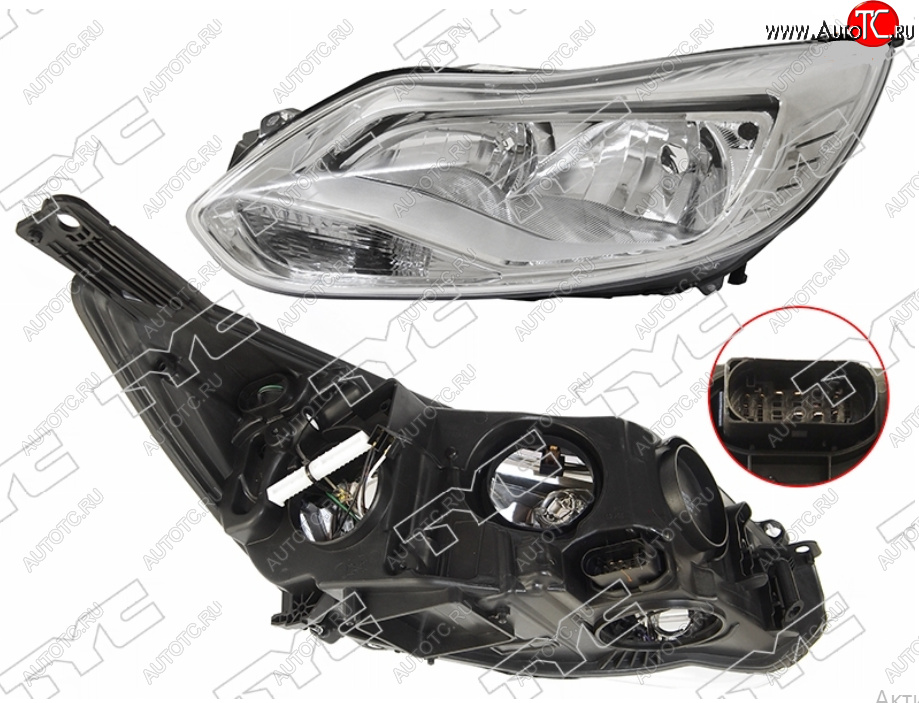 10 999 р. Левая фара (галоген, c корректором) TYC Ford Focus 3 хэтчбэк дорестайлинг (2010-2015)  с доставкой в г. Керчь