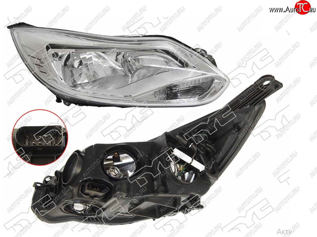 10 999 р. Правая фара (галоген, c корректором) TYC Ford Focus 3 хэтчбэк дорестайлинг (2010-2015)  с доставкой в г. Керчь