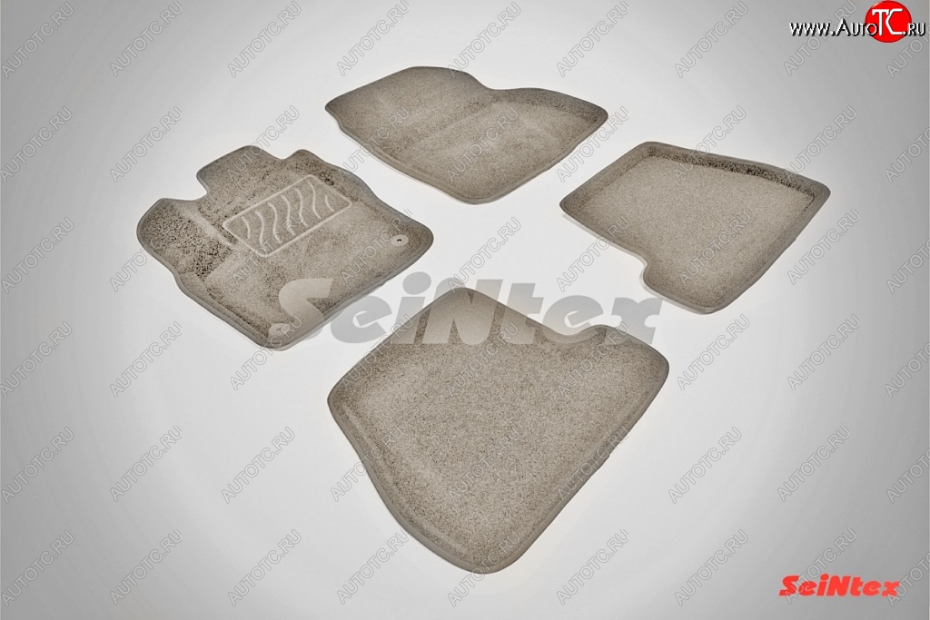 6 709 р. Коврики в салон (МКПП) SeiNtex Premium 3D 4 шт. (ворсовые, бежевые)  Ford Focus  3 (2010-2019) универсал дорестайлинг, хэтчбэк дорестайлинг, седан дорестайлинг, седан рестайлинг, универсал рестайлинг, хэтчбэк рестайлинг  с доставкой в г. Керчь