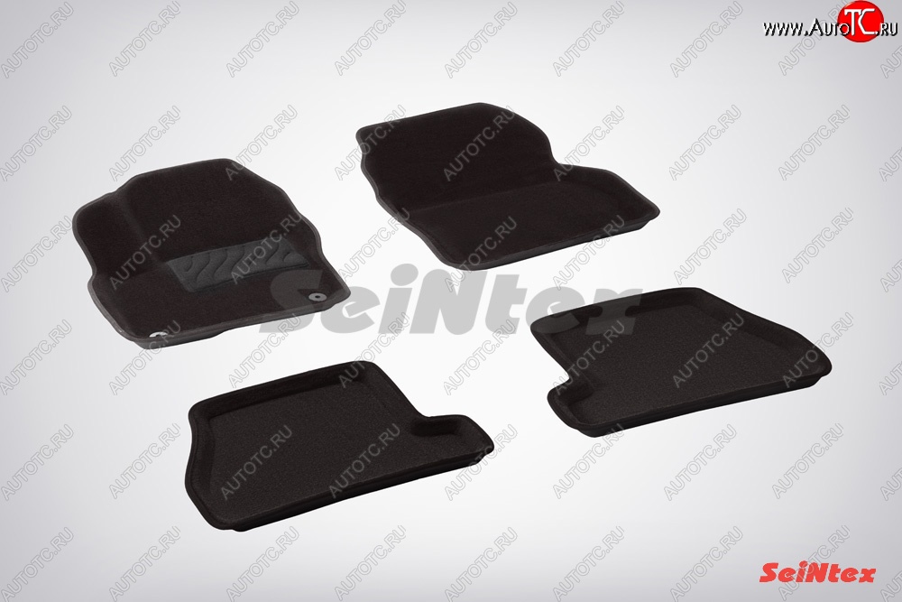 5 449 р. Коврики в салон (АКПП) SeiNtex Premium 3D 4 шт. (ворсовые, черные) Ford Focus 3 седан рестайлинг (2014-2019)  с доставкой в г. Керчь