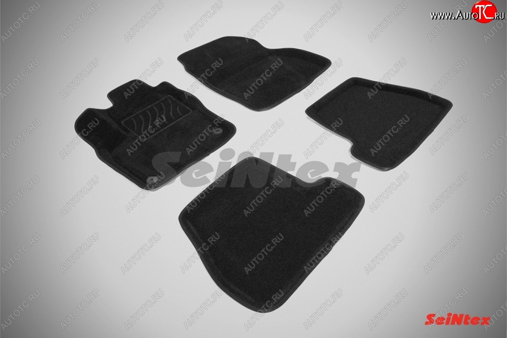 5 449 р. Коврики в салон (МКПП) SeiNtex Premium 3D 4 шт. (ворсовые, черные) Ford Focus 3 седан рестайлинг (2014-2019)  с доставкой в г. Керчь