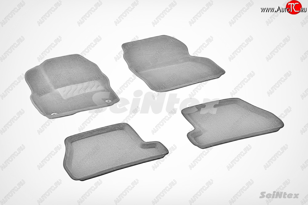 7 399 р. Коврики в салон (АКПП) SeiNtex Premium 3D 4 шт. (ворсовые, серые)  Ford Focus  3 (2010-2019) универсал дорестайлинг, хэтчбэк дорестайлинг, седан дорестайлинг, седан рестайлинг, универсал рестайлинг, хэтчбэк рестайлинг  с доставкой в г. Керчь