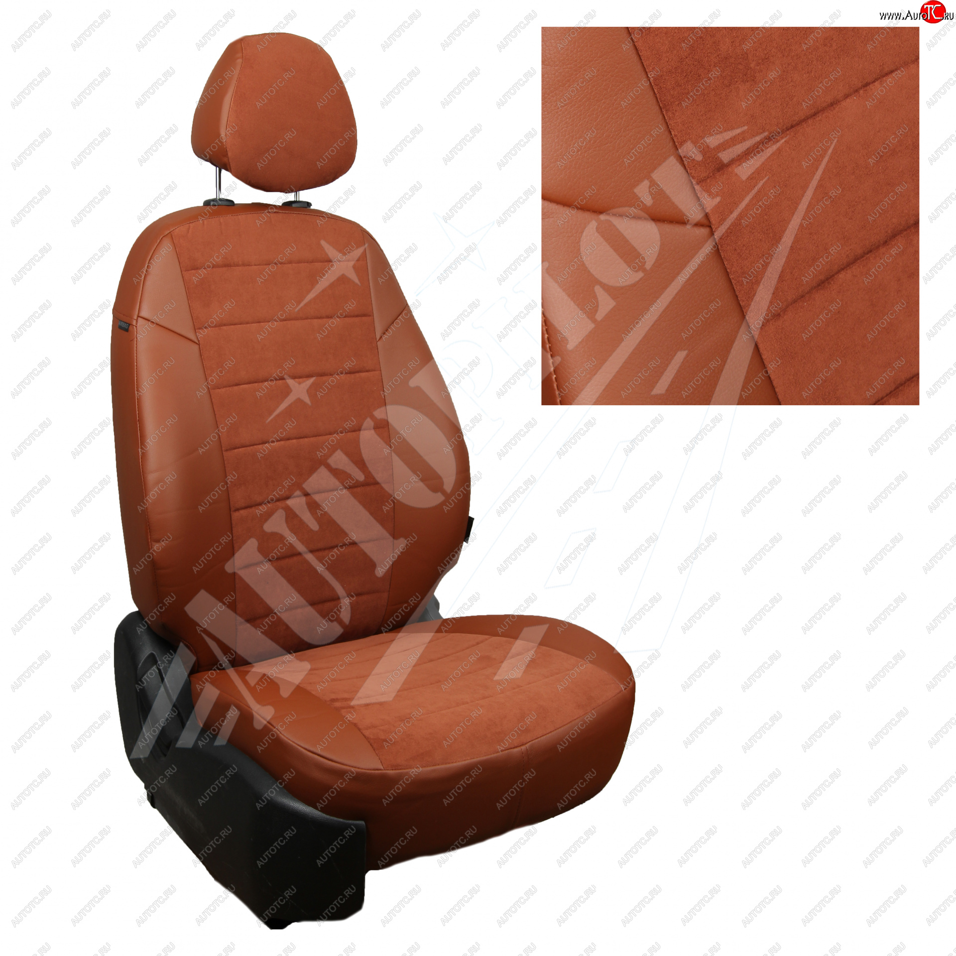 8 249 р. Чехлы сидений AUTOPILOT Алькантара (Sport/Titanium, Задняя спинка и сиденье 40/60) Ford Focus 3 хэтчбэк дорестайлинг (2010-2015) (Коричневый + Коричневый)  с доставкой в г. Керчь