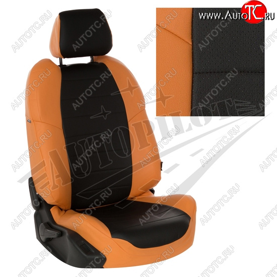 8 249 р. Чехлы сидений AUTOPILOT Экокожа (Sport/Titanium, Задняя спинка и сиденье 40/60)  Ford Focus  3 (2010-2019) универсал дорестайлинг, хэтчбэк дорестайлинг, седан дорестайлинг, седан рестайлинг, универсал рестайлинг, хэтчбэк рестайлинг (Оранжевый + Черный)  с доставкой в г. Керчь