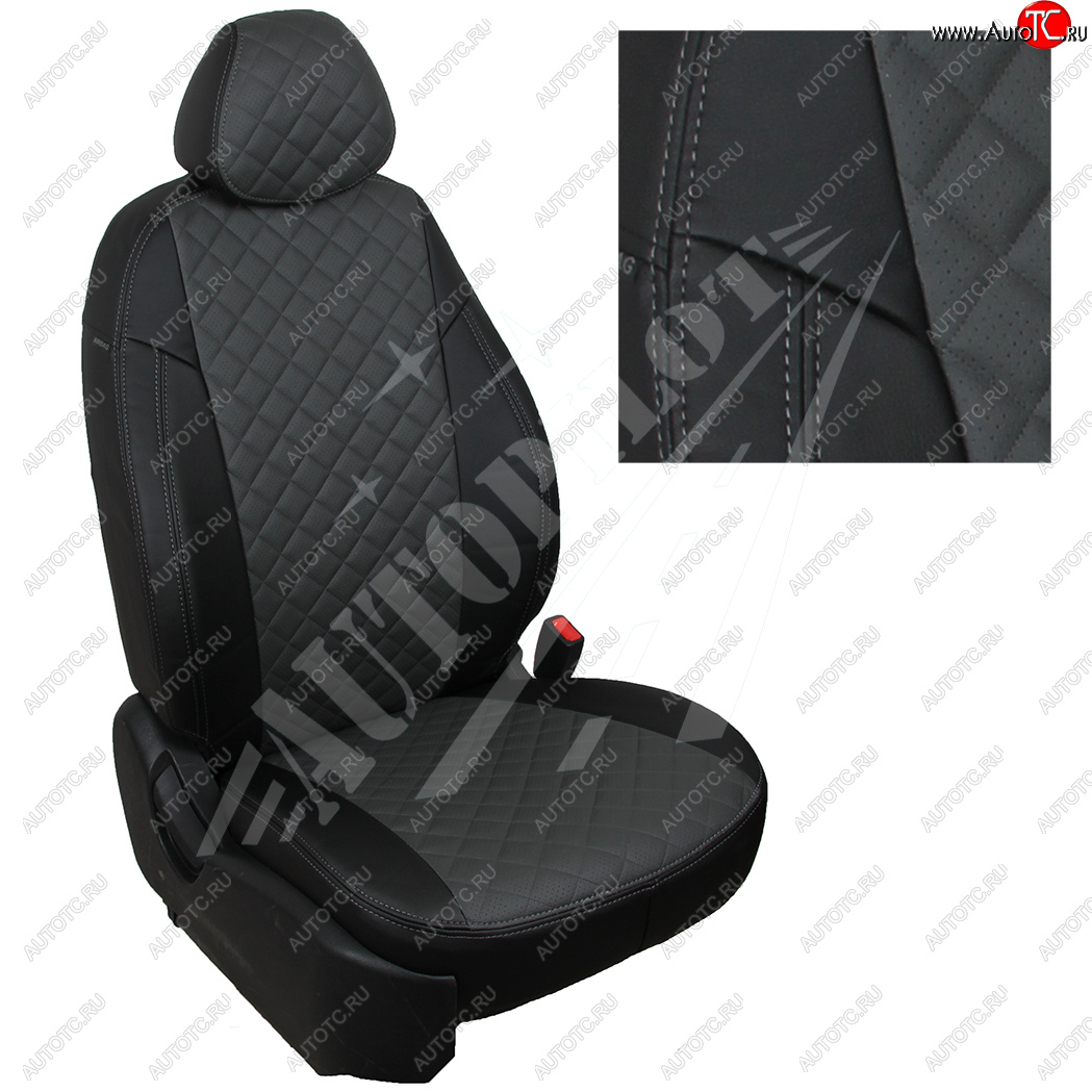 8 399 р. Чехлы сидений AUTOPILOT Экокожа (AmbienteTrend, задние спинка и сиденье 60/40)  Ford Focus  3 (2010-2019) универсал дорестайлинг, хэтчбэк дорестайлинг, седан дорестайлинг, седан рестайлинг, универсал рестайлинг, хэтчбэк рестайлинг (Черный + Темно серый)  с доставкой в г. Керчь