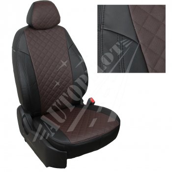 Чехлы сидений AUTOPILOT Экокожа Ромб (AmbienteTrend, задние спинка и сиденье 60/40) Ford Focus  3 (2010-2019) универсал дорестайлинг, хэтчбэк дорестайлинг, седан дорестайлинг, седан рестайлинг, универсал рестайлинг, хэтчбэк рестайлинг (Черный + Шоколад)