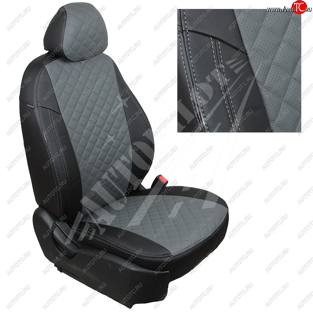 8 499 р. Чехлы сидений AUTOPILOT Экокожа Ромб (Sport/Titanium, Задняя спинка и сиденье 40/60) Ford Focus 3 универсал рестайлинг (2014-2019) (Черный + Серый)  с доставкой в г. Керчь