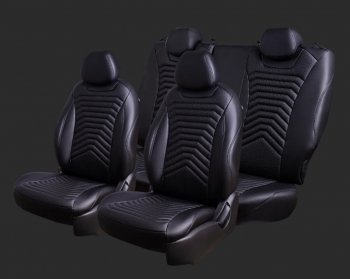 Чехлы для сидений Lord Autofashion Байрон ПРЕЗИДЕНТ (экокожа, Trend Sport, спинка и сиденье 60/40 без подлокотника. 3 Г-образных подголовника) Ford Focus  3 (2010-2019) универсал дорестайлинг, хэтчбэк дорестайлинг, седан дорестайлинг, универсал рестайлинг, хэтчбэк рестайлинг (Черный, вставка черная, строчка черная)