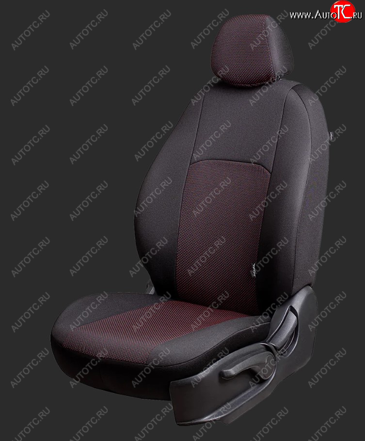 6 949 р. Чехлы для сидений Lord Autofashion Дублин (жаккард, Ghia/Titanium, спинка и сиденье 60/40+подлокотник, 3 Г-образных подголовника) Ford Focus 3 хэтчбэк дорестайлинг (2010-2015) (Черный, вставка Ёж Красный)  с доставкой в г. Керчь