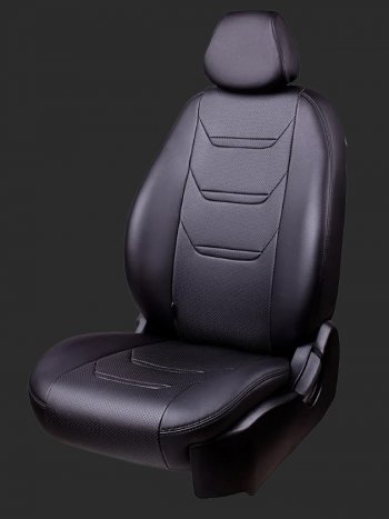 Чехлы для сидений Lord Autofashion Турин 2 (экокожа, Trend, спинка и сиденье 60/40 без подлокотника, 3 Г-образных подголовника) Ford Focus  3 (2010-2019) универсал дорестайлинг, хэтчбэк дорестайлинг, седан дорестайлинг, седан рестайлинг, универсал рестайлинг, хэтчбэк рестайлинг (Черный, вставка черная/черная, строчка черная)