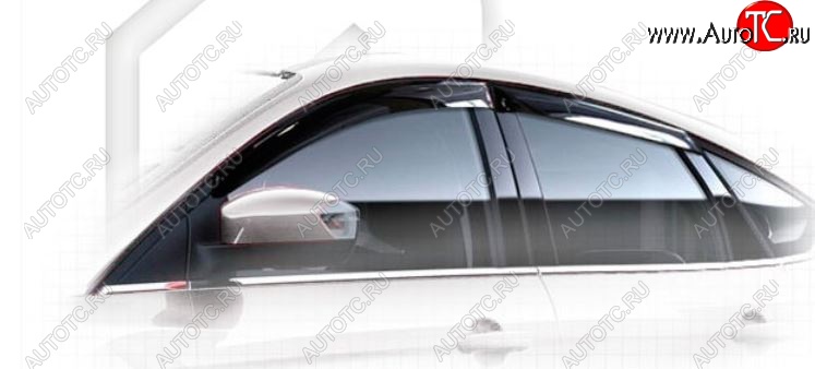 1 999 р. Дефлектора окон CA-Plastic Ford Focus 3 хэтчбэк рестайлинг (2014-2019) (Classic полупрозрачный, Без хром.молдинга)  с доставкой в г. Керчь