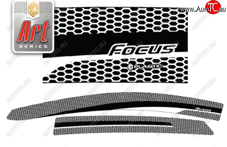 2 159 р. Дефлектора окон CA-Plastic  Ford Focus  3 (2014-2019) хэтчбэк рестайлинг (Серия Art графит, Без хром.молдинга)  с доставкой в г. Керчь