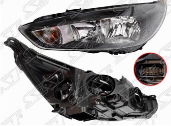 Передняя левая фара SAT (с электрокорректором) Ford Focus 3 хэтчбэк рестайлинг (2014-2019) (Черная)