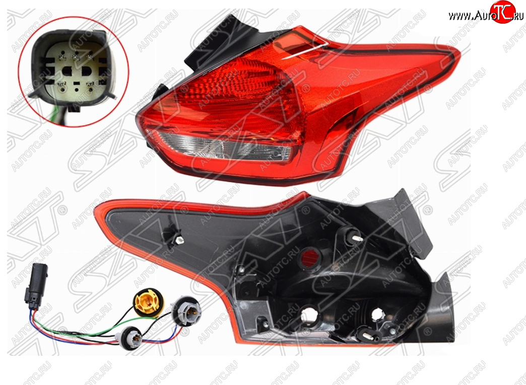3 579 р. Правый фонарь задний SAT Ford Focus 3 хэтчбэк рестайлинг (2014-2019)  с доставкой в г. Керчь