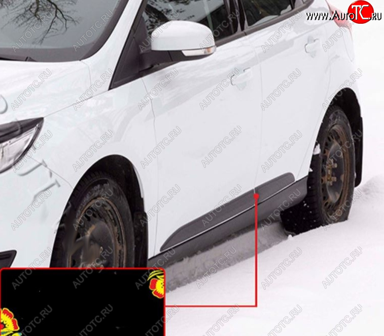 619 р. Молдинг двери задний левый RA Ford Focus 3 хэтчбэк рестайлинг (2014-2019) (Поверхность шагрень)  с доставкой в г. Керчь