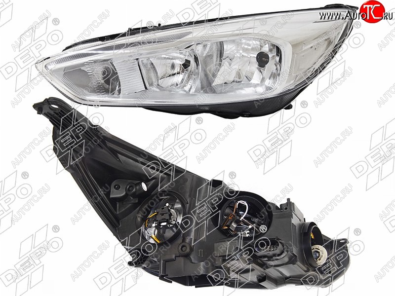 17 699 р. Левая фара DEPO (хром, диодная, с электрокорректором) Ford Focus 3 седан рестайлинг (2014-2019)  с доставкой в г. Керчь