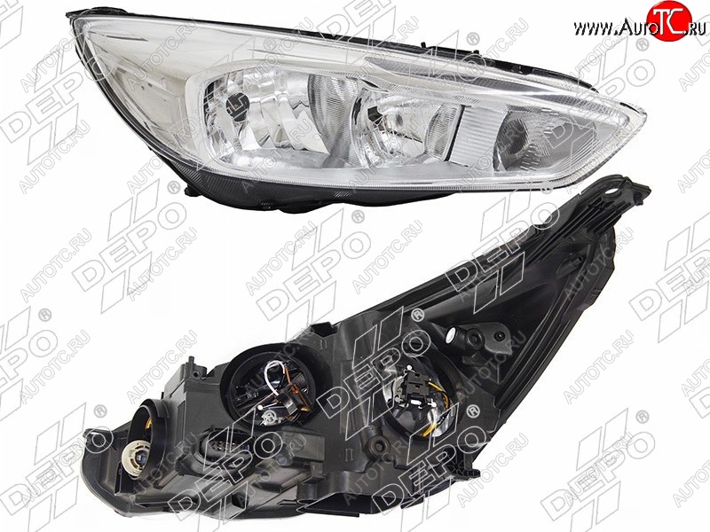 17 699 р. Правая фара DEPO (хром, диодная, с электрокорректором) Ford Focus 3 седан рестайлинг (2014-2019)  с доставкой в г. Керчь