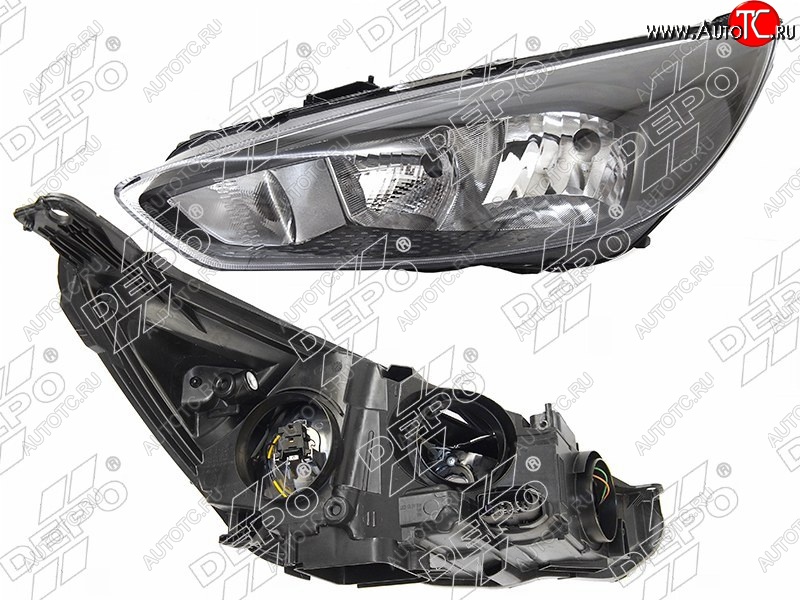 13 349 р. Левая фара DEPO (черная, с электрокорректором) Ford Focus 3 седан рестайлинг (2014-2019)  с доставкой в г. Керчь