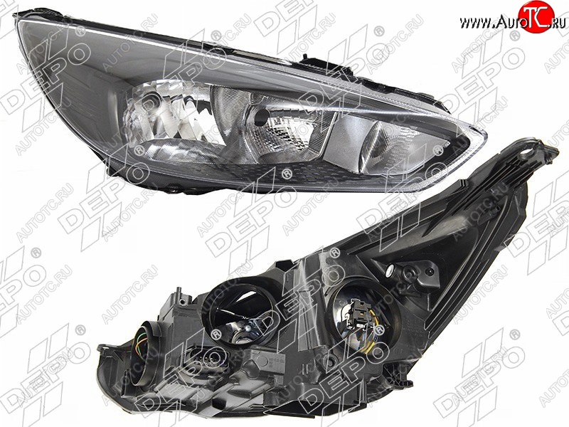 13 349 р. Правая фара DEPO (черная, с электрокорректором) Ford Focus 3 хэтчбэк рестайлинг (2014-2019)  с доставкой в г. Керчь