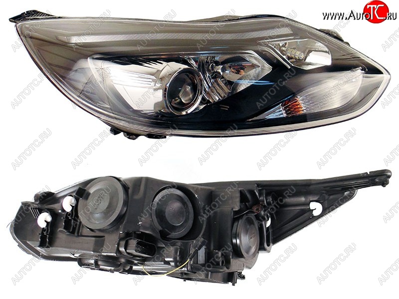 42 999 р. Правая фара SAT (черная, линза, под ксенон) Ford Focus 3 седан дорестайлинг (2011-2015)  с доставкой в г. Керчь