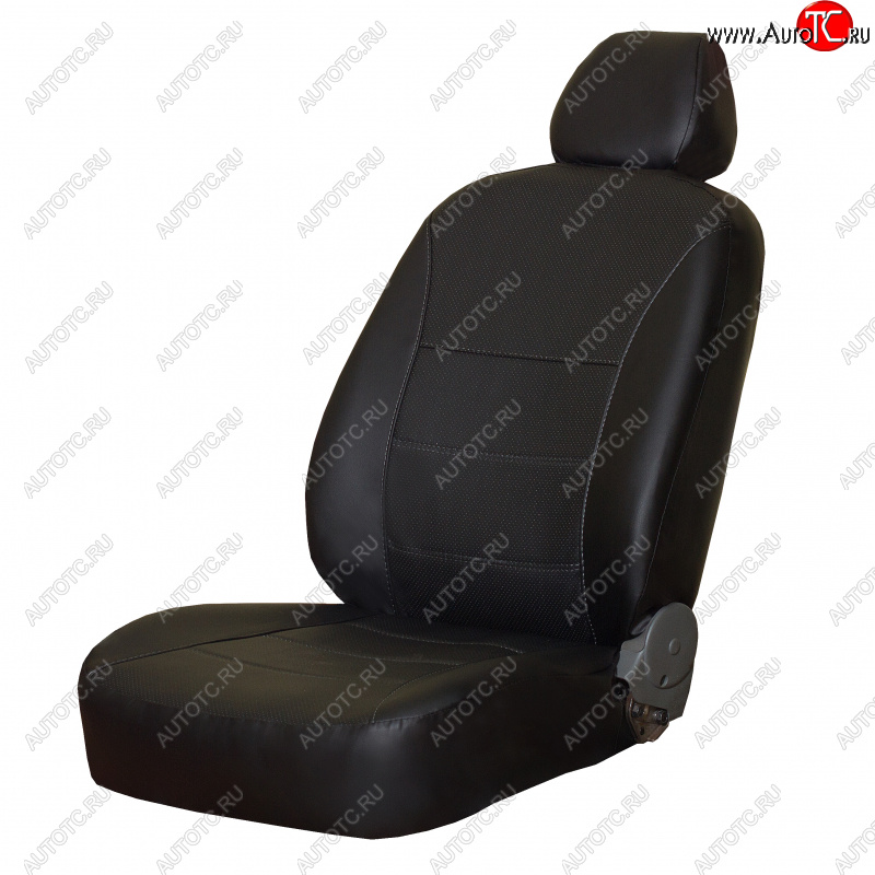 5 749 р. Чехлы на сиденья ПЕТРОВ Орегон (экокожа, Ambient, Ambient Plus, Trend, SYNC Edition) Ford Focus 3 седан рестайлинг (2014-2019) (черный)  с доставкой в г. Керчь