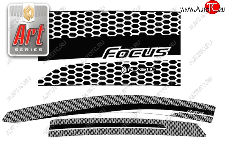 2 159 р. Дефлектора окон CA-Plastic  Ford Focus  3 (2010-2015) хэтчбэк дорестайлинг (серия Art черная, без хром. молдинга )  с доставкой в г. Керчь