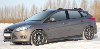 9 249 р. Комплект рейлингов АПС  Ford Focus  3 (2010-2019) хэтчбэк дорестайлинг, хэтчбэк рестайлинг (Черные, без поперечин)  с доставкой в г. Керчь. Увеличить фотографию 2
