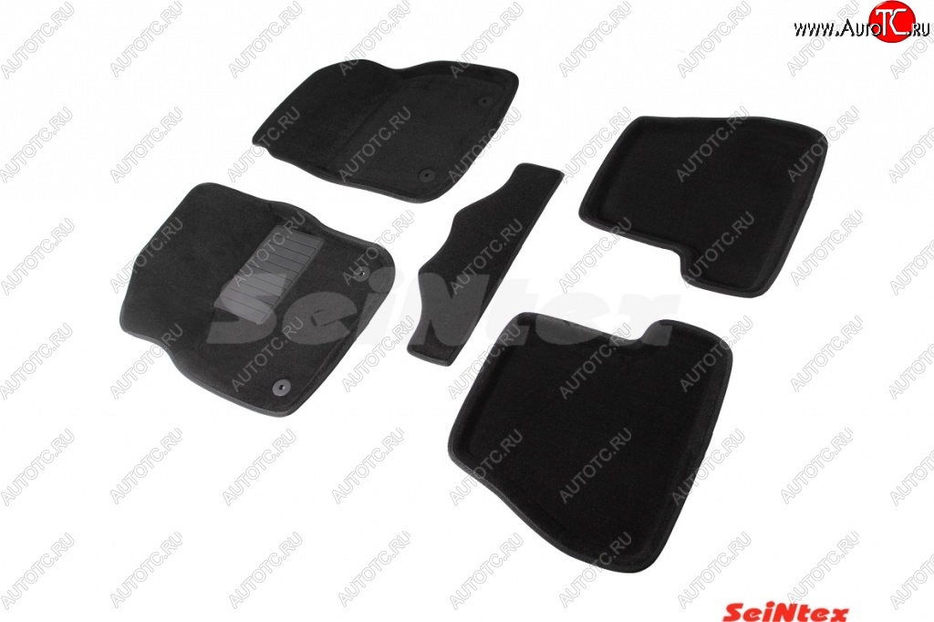 5 449 р. Комплект 3D ковриков в салон (АКПП) Seintex Ford Focus 3 седан дорестайлинг (2011-2015) (Чёрный)  с доставкой в г. Керчь