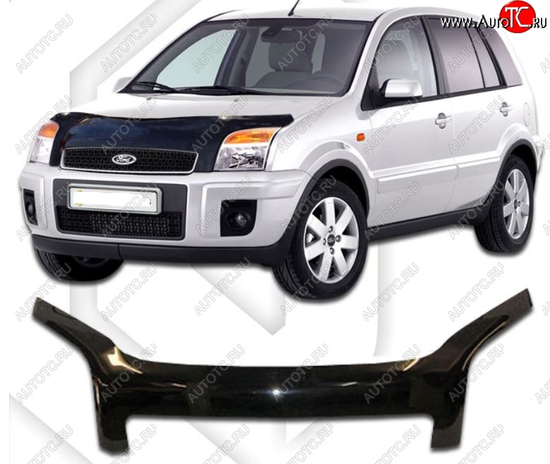 2 899 р. Дефлектор капота CA-Plastiс  Ford Fusion  1 (2002-2012) хэтчбэк дорестайлинг,  рестайлинг, хэтчбэк (Classic черный, Без надписи)  с доставкой в г. Керчь