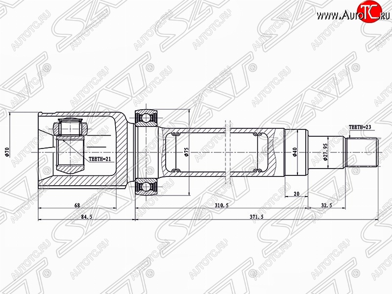 4 599 р. Шрус SAT (внутренний, 21*23*40 мм)  Ford Fusion  1 (2002-2012) хэтчбэк дорестайлинг,  рестайлинг, хэтчбэк  с доставкой в г. Керчь