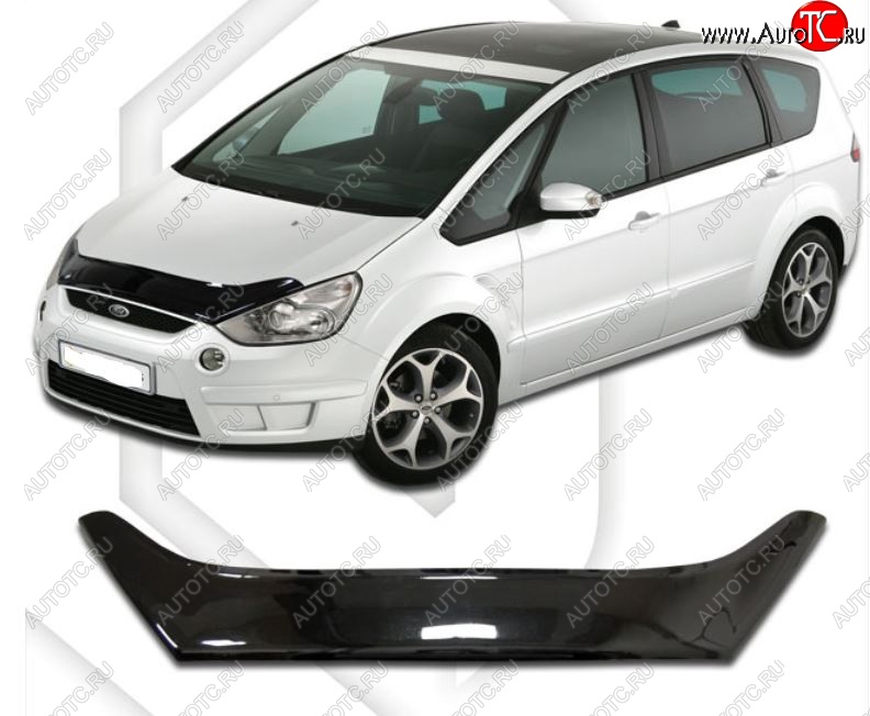2 079 р. Дефлектор капота CA-Plastic Ford Galaxy 2 дорестайлинг (2006-2010) (Classic черный, Без надписи)  с доставкой в г. Керчь