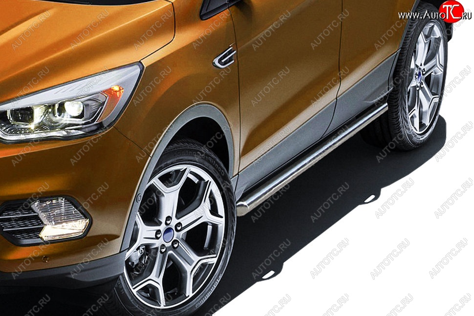 15 849 р. Защита порогов Slitkoff (d57)  Ford Kuga  2 (2016-2019) рестайлинг (Нержавейка, Полированная)  с доставкой в г. Керчь