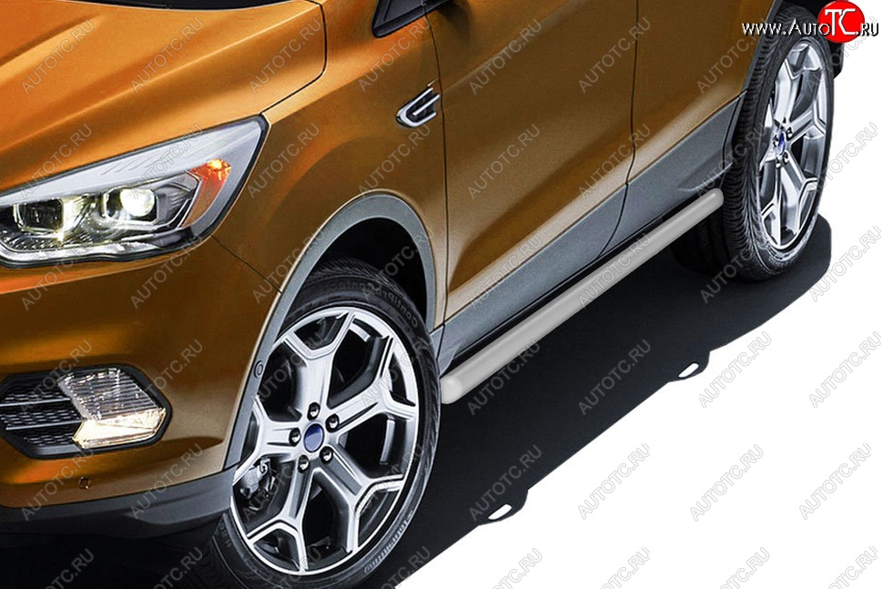 10 999 р. Защита порогов Slitkoff (d57)  Ford Kuga  2 (2016-2019) рестайлинг (Сталь с полимерным покрытием. Цвет: серебристый)  с доставкой в г. Керчь
