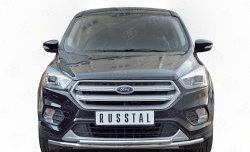 Защита переднего бампера (2 трубыØ42 мм, нержавейка) SLITKOFF Ford Kuga  2 (2016-2019) рестайлинг