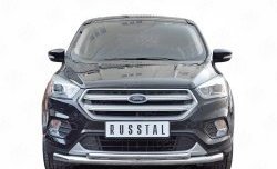 Защита переднего бампера (2 трубыØ63 и 42 мм, нержавейка) SLITKOFF Ford Kuga  2 (2016-2019) рестайлинг