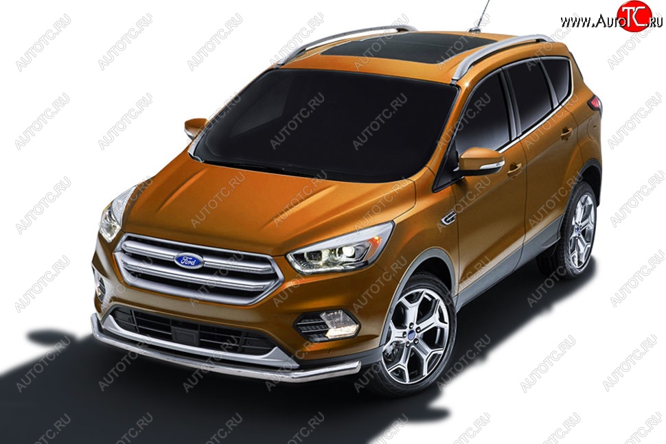 9 999 р. Защита заднего бампера Slitkoff (d57)  Ford Kuga  2 (2016-2019) рестайлинг (Нержавейка, Полированная)  с доставкой в г. Керчь