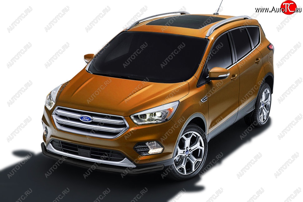 6 899 р. Защита заднего бампера Slitkoff (d57)  Ford Kuga  2 (2016-2019) рестайлинг (Сталь с полимерным покрытием. Цвет: чёрный)  с доставкой в г. Керчь