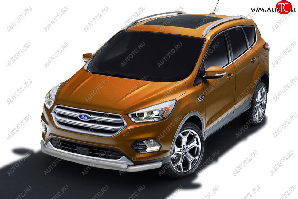 8 199 р. Защита заднего бампера Slitkoff (двойная, d57/42)  Ford Kuga  2 (2016-2019) рестайлинг (Сталь с полимерным покрытием. Цвет: серебристый)  с доставкой в г. Керчь